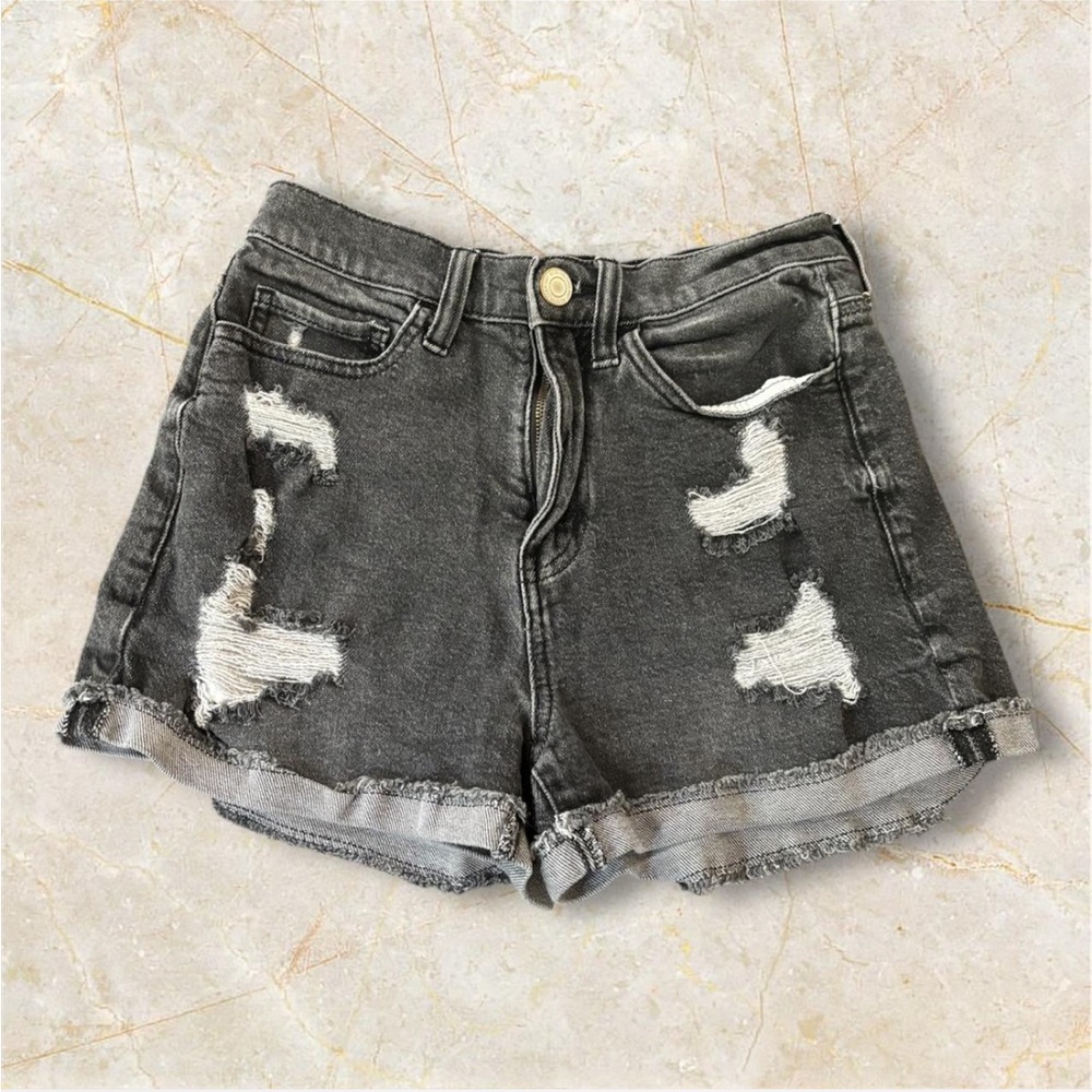 SO Charcoal Distressed Jean Shorts